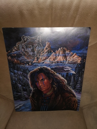 Indianer Poster Indianer mit Wolf